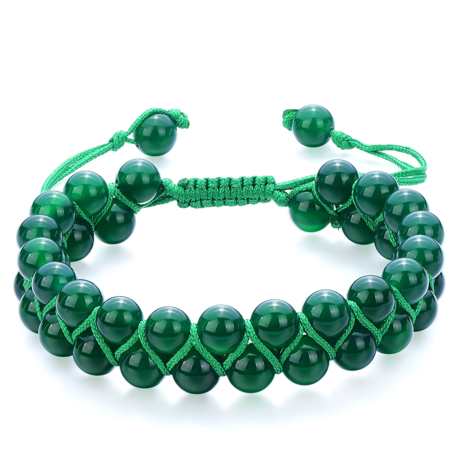 SHOLLY Protection Bracelet 8MM Green Agate Bracelet Healing Crystal Bracelet for Men Women Bring Prosperity Luck