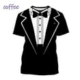 thumbnail image 2 of Ropa divertida para hombre, esmoquin con personalidad, traje de corbata retro, camisetas gráficas, traje falso de moda, camisetas casuales de manga corta para fiesta para hombre, 2 of 5