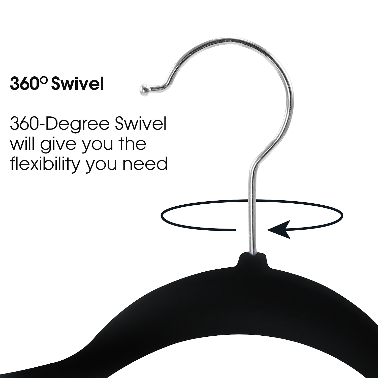 Elama Non Slip Velvet Clothing Hangers, 30 Pack, Black