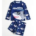 thumbnail image 6 of Ticikt Boys Two Piece Swimsuit Cute Bathing Suit Zipper Rash Guard Kid Short Sleeve Swimwear Pool Beach Wear UPF50+,Color:Blue,1-2 Years, 6 of 7