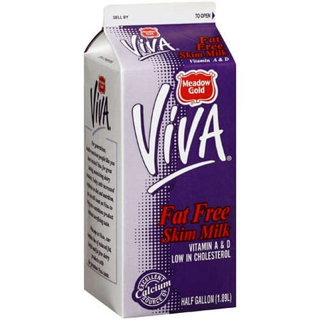Meadow Gold Viva Fat Free Skim Milk, Half Gallon