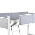 thumbnail image 5 of Upholstered Bunk Bed Twin Over Twin, Sturdy Metal Bunk Beds Twin Over Twin Size, Heavy Duty Bunk Beds for Kids, Bed Frame with Flat Ladder, Metal Support Slat, Safety Guardrail, 5 of 13