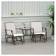 thumbnail image 2 of Outdoor Glider Chair with Table, 2-Seat Patio Rocking Loveseat, Beige Sling Chairs for Backyard, Porch, Steel Frame, 352 lbs Capacity, 2 of 9
