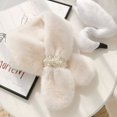 thumbnail image 3 of Eoperou Cross Scarf Faux Pearl Buckle Thickened Cold Resistant Faux Hare Fur Women Collar Scarf for Hiking, 3 of 7