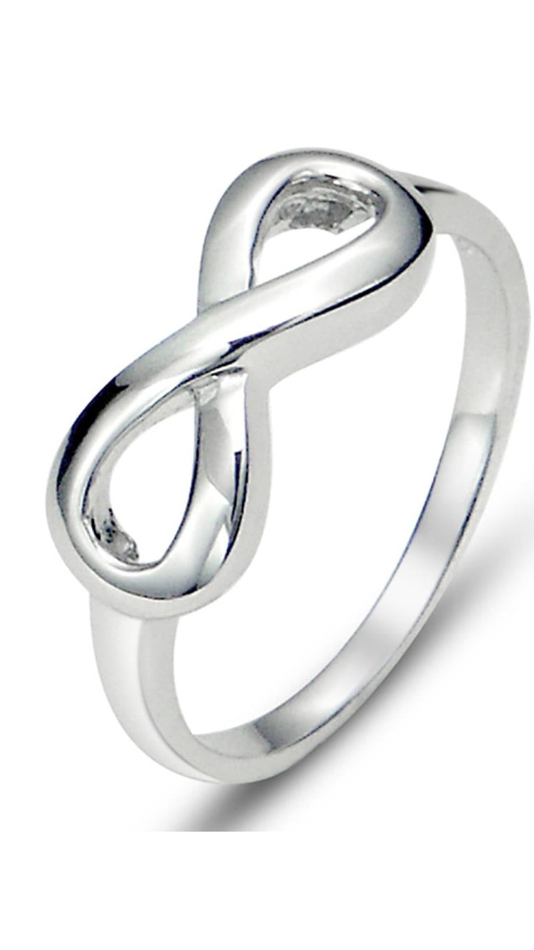 BORUO 925 Sterling Silver Ring High Polish Infinity Symbol Tarnish Resistant Comfort Fit Wedding Band Ring Size 4-12