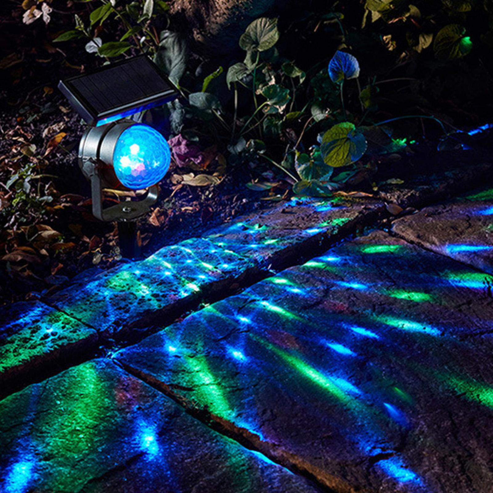 Solar Power Garden Rotating Lights Outdoor Landscape Path Yard Projector Light D 
