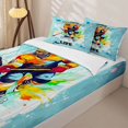 thumbnail image 3 of Erosebridal Sport Hockey Zipper Twin Comforter Sets with Fitted Sheet and 2 Pillowcases,Graffiti Splash Zipper Bedding Set,Cyan Orange Blue, 3 of 6