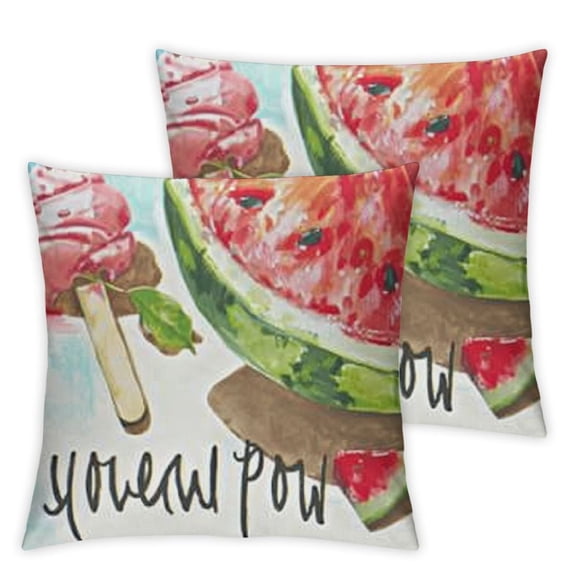 Summer Lumbar Pillow Cover Watercolor Watermelon Hello Summer Decortions Throw Pillowcase Farmhouse Patio Outdoor Cushion Case for Sofa Bed