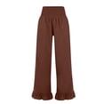 thumbnail image 5 of Lumtrix Womens Cotton Linen Wide Leg Pants Summer Casual High Waist Ruffle Hem Cropped Trouser With Pockets For Daily Coffee S, 5 of 7