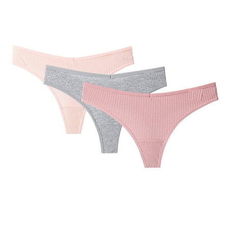 

VerPetridure Thongs for Women Pack Cotton Underwear Sexy Panties for Women 3PCS Women s Thong G-String Cotton Thongs Women s Panties Sexy V Waist Female Underpants Pantys Lingerie