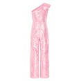 thumbnail image 4 of LiiYii Kids Girls Sparkly Full Sequin Long Pants Jumpsuit Sleeveless One Shoulder Romper Dance Party Pink 8, 4 of 7