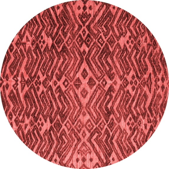 Ahgly Company Indoor Round Abstract Red Modern Area Rugs, 7' Round