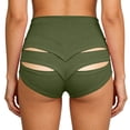 thumbnail image 6 of Womens Hotpants Dancewear Hollow Cut Out High Waisted Yoga Shorts Stretchy Workout Mini Shorts Summer (S, Army Green), 6 of 6