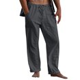 thumbnail image 1 of Pantalones Casuales de Color Sólido de Verano de Moda Mezcla de Lino de Poliéster para Hombres, 1 of 9
