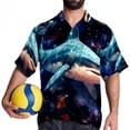 thumbnail image 4 of Starry Shark Men's Short Sleeve Beach Shirts, Casual Printed Button Down, Summer Unisex Spread Collar Tops, 4 of 6