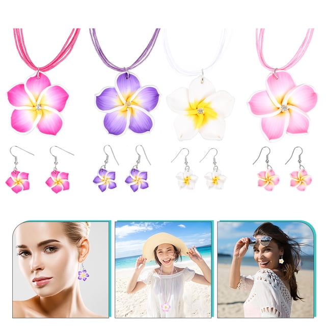 OUNONA 4Jgo Collar De Plumeria De Arcilla Para Fiesta Hawaiana Con Delicado