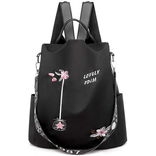 Mochila Negra Bolso De Hombro para Mujer Bolso para Niñas Bolsos Escolares Antirrobo Bolsos De Hombro Escolares para Mujer Mochilas Escolares para Viajes Campus Universidad Viajero Agua