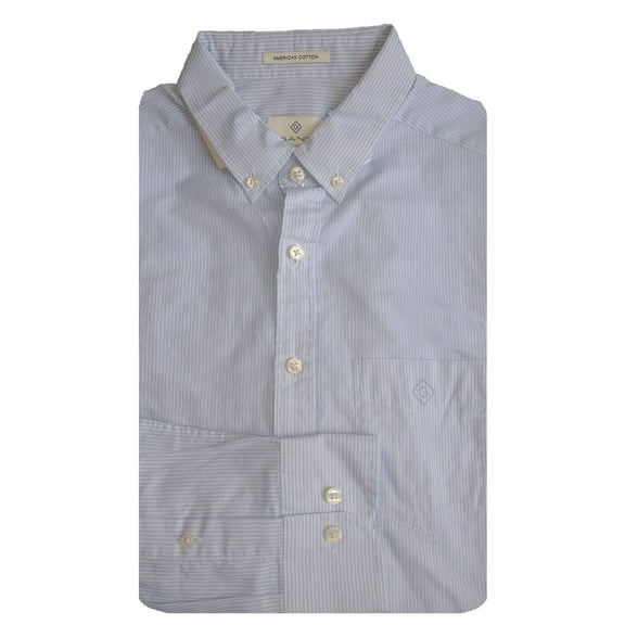 GANT DIAMOND G Men's Blue Cotton Linen Check Fitted Shirt 303802 Size M