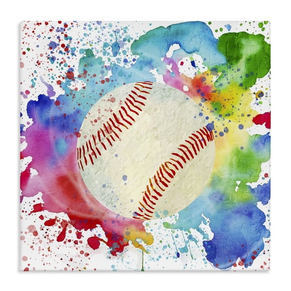 Stupell Industries Contemporary Colorful Splash Baseball Canvas Art, 17 x 17, by Kim Allen