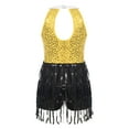 thumbnail image 4 of DPOIS Girls Shiny Sequin Tassel Latin Dance Leotard Dress Sleeveless Jazz Costume Yellow 12, 4 of 7