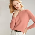 thumbnail image 4 of Women's 100% Merino Wool 2024 Fall Winter First-Line Ready to Wear Long Sleeve Seamless Knit Crewneck Sweater Watermelon Red S, 4 of 9