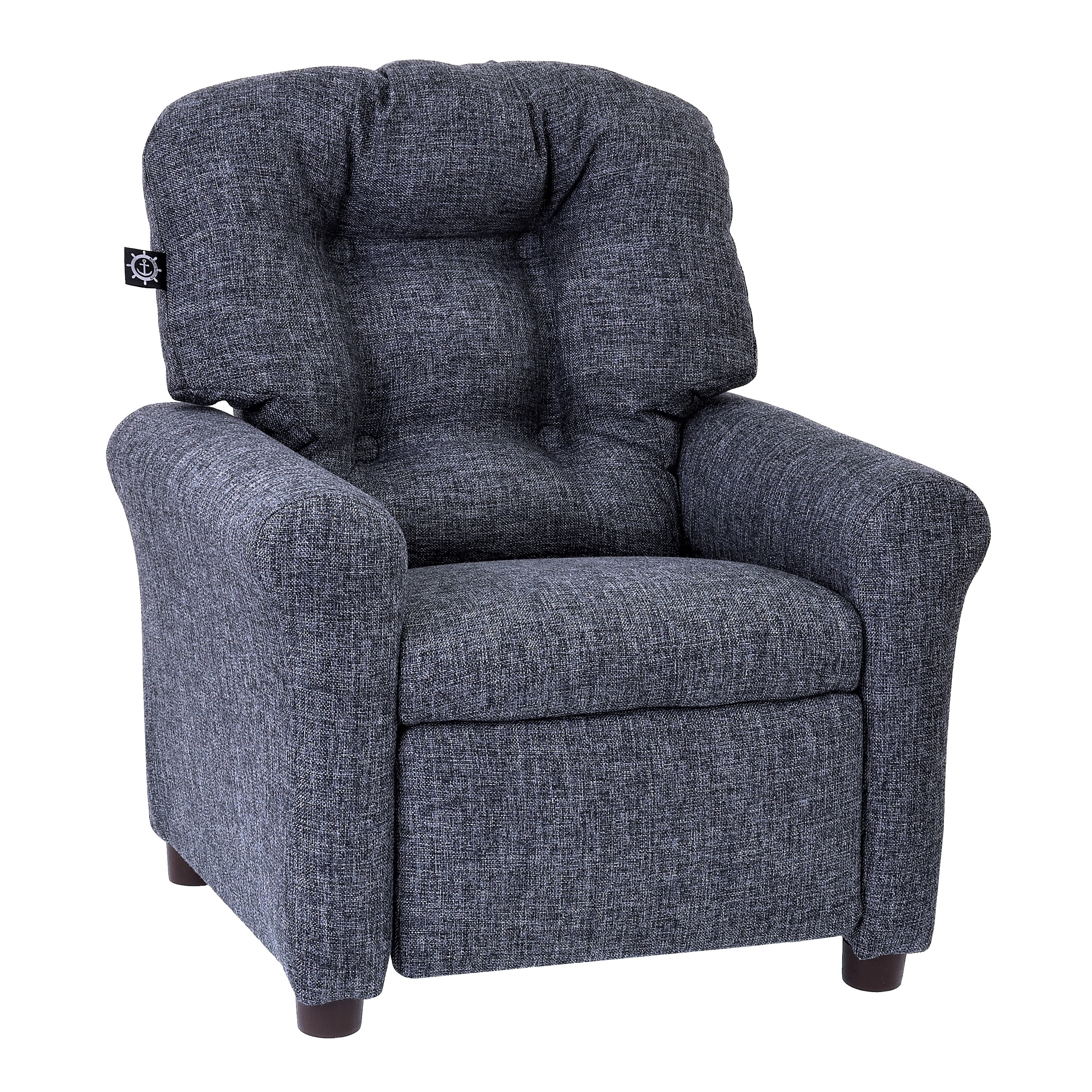 The Crew Furniture Traditional Kids Recliner Chair, Toddler Ages 1-5 Years, Polyester Linen, Gray