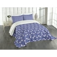 thumbnail image 3 of Ambesonne Blue Quilted Bedspread Set 3 Pcs, Indigo Floral Geometric, Queen Size, Dark Blue Sky Blue, 3 of 5