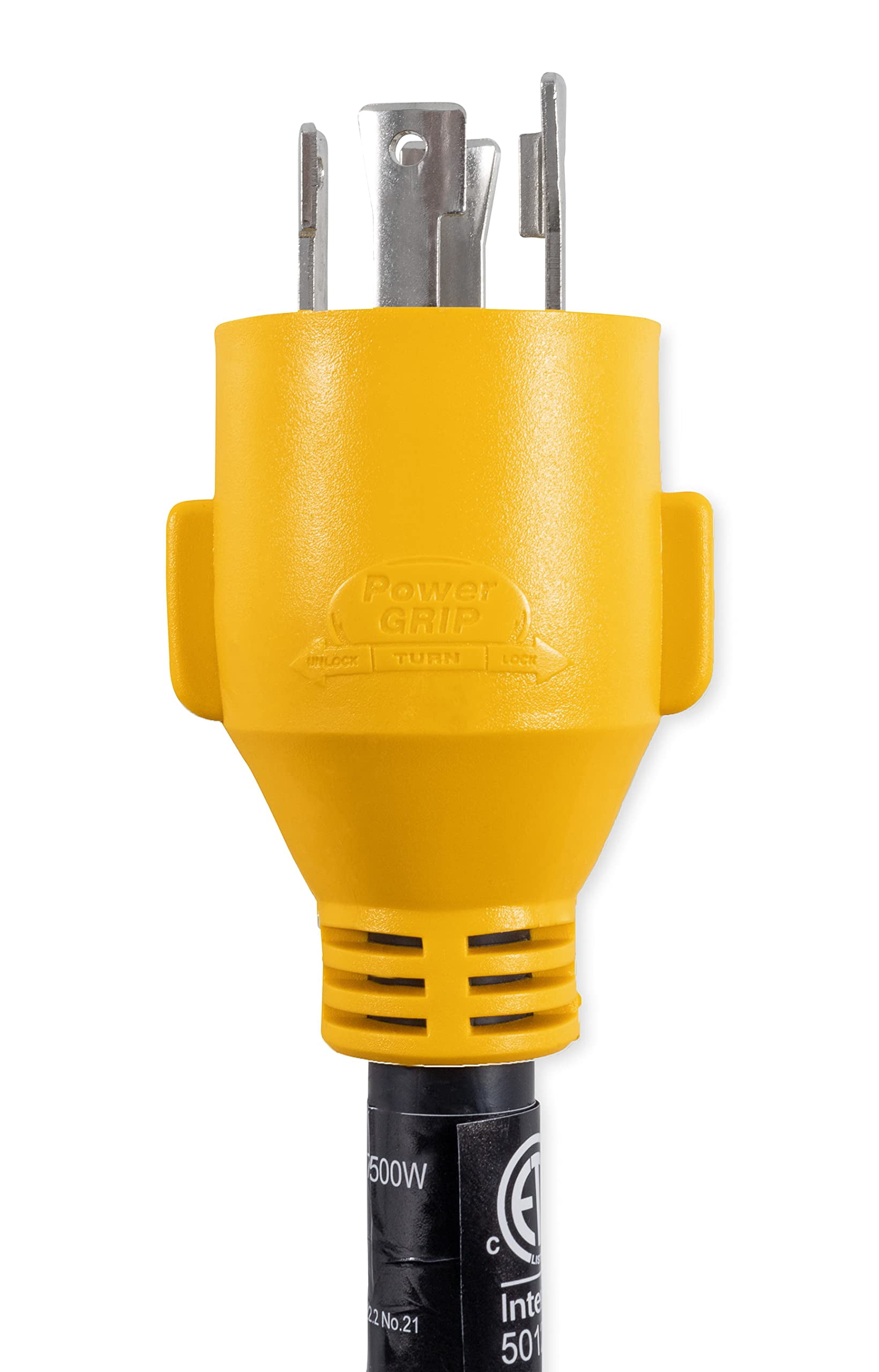Camco PowerGrip Camper/RV Generator Adapter | Rated for 7500 Watts & 125/250 Volts, 12-Inches (55422)