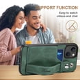 thumbnail image 4 of TECH CIRCLE Wallet Case for iPhone 14 Plus 6.7 inch, Fashion Slim PU Leather Adjustable Wristband Kickstand Card Holder Shockproof Protective Soft Case for Apple iPhone 14 Plus, Green, 4 of 8