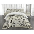 thumbnail image 3 of Ambesonne Sketchy Quilted Bedspread Set 3 Pcs, Music Hipster Skull, King Size, Beige Black, 3 of 5