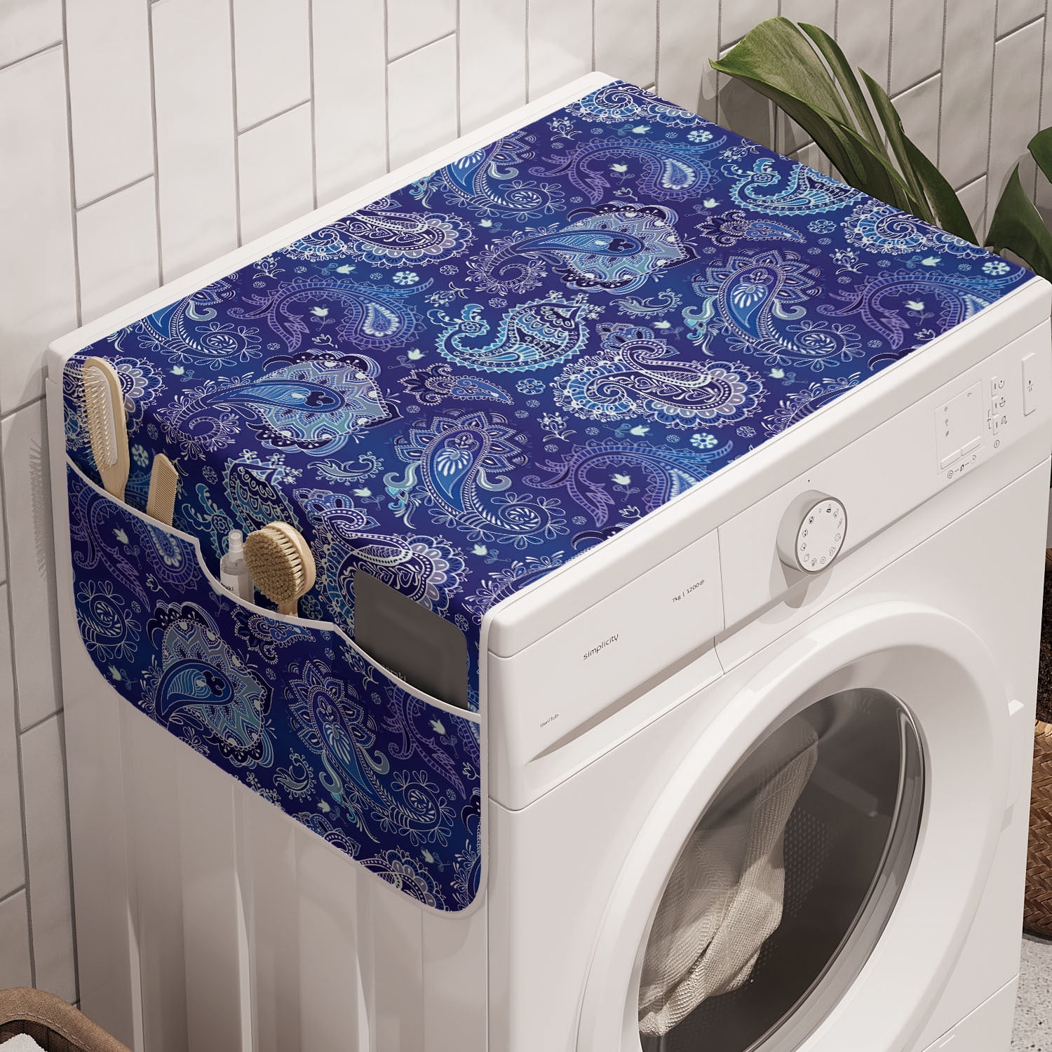 Washing Machine Case Paisley Washing Machine Organizer, Oriental Floral Inspired Damask in ...