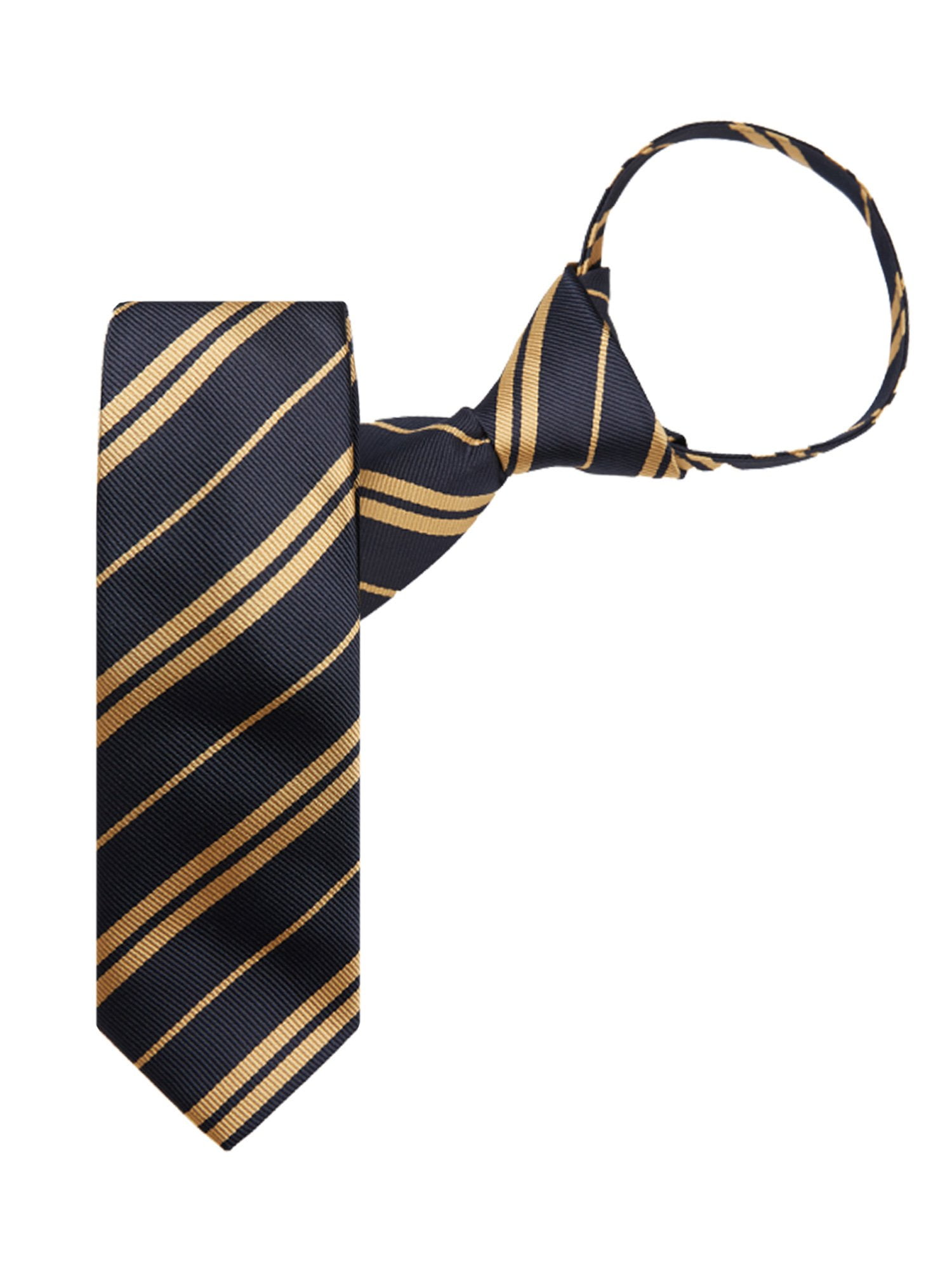 New Boys Zipper Adjustable Pre-tied Necktie Orange Black Yellow Stripes formal 