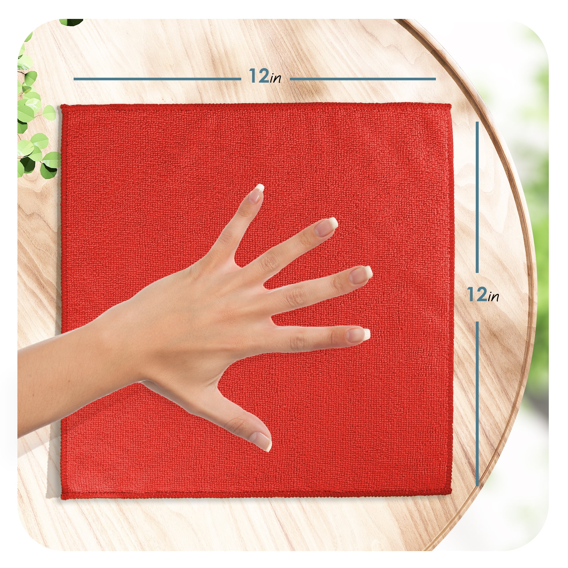 LammaLoe Microfiber Cleaning Cloths, Super Absorbent Cleaning Rags & Car Towels Lint Free, 12x12 Multi-Purpose, 36 Pack, Red