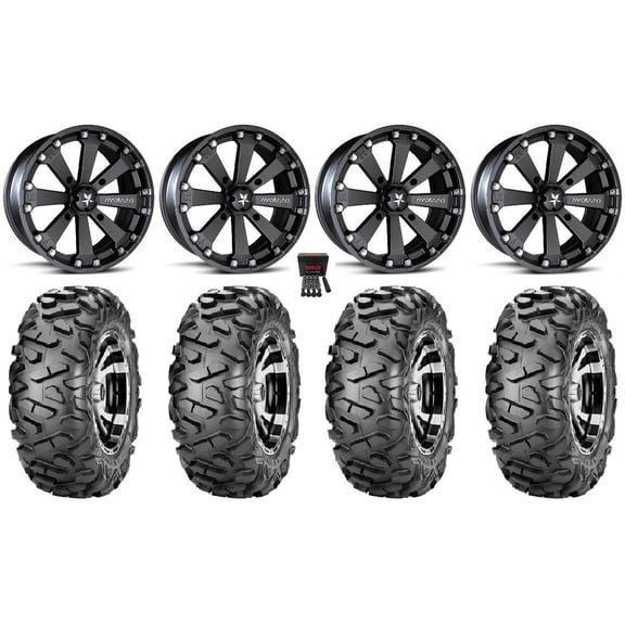 MSA Black Kore 14" ATV Wheels 30" BigHorn Tires Honda Foreman Rancher SRA