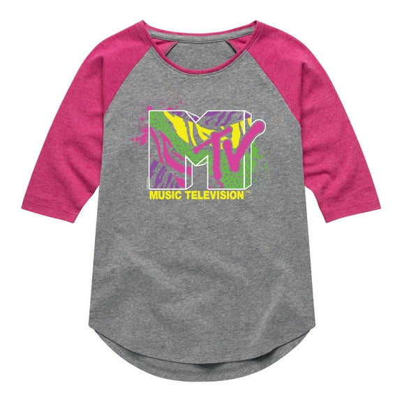 MTV - Animal Print Splatter - Toddler & Youth Girls Raglan Graphic T-Shirt