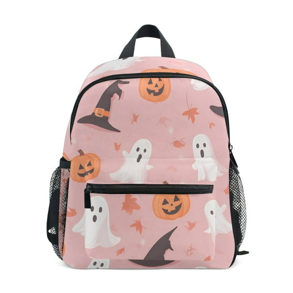 FORMRS School Backpack with Front Zippered Pocket 12" Elementary Student Travel Daypack, Cute Pink Halloween