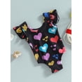 thumbnail image 3 of Suealasg Toddler Baby Girls Summer One Pieces Swimsuit Fly Sleeve Heart Print Romper Swimwear 3M 6M 9M 12M 18M 24M Infant Newborn Girls Beachwear Bathing Suit, 3 of 8