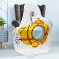thumbnail image 4 of Yellow Submarine Soft Flannel Fleece Throw Blanket, Illustration of a Bathyscaphe in Cartoon Style Design Print, Cozy Plush for Indoor and Outdoor Use, 70" x 90", Pale Yellow and Orange, by Ambesonne, 4 of 5