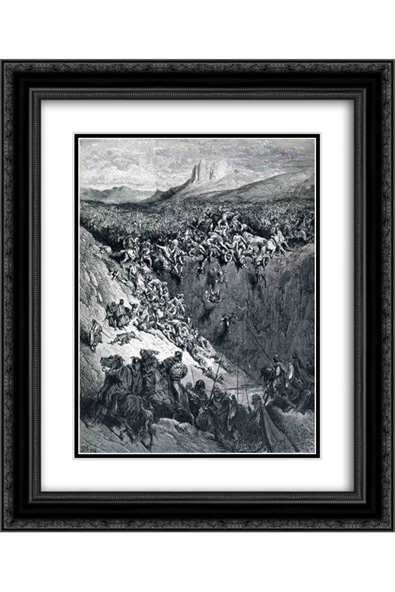 Gustave Dore 2x Matted 20x24 Black Ornate Framed Art Print 'Samson Destroys the Philistines with an Ass' Jawbone'