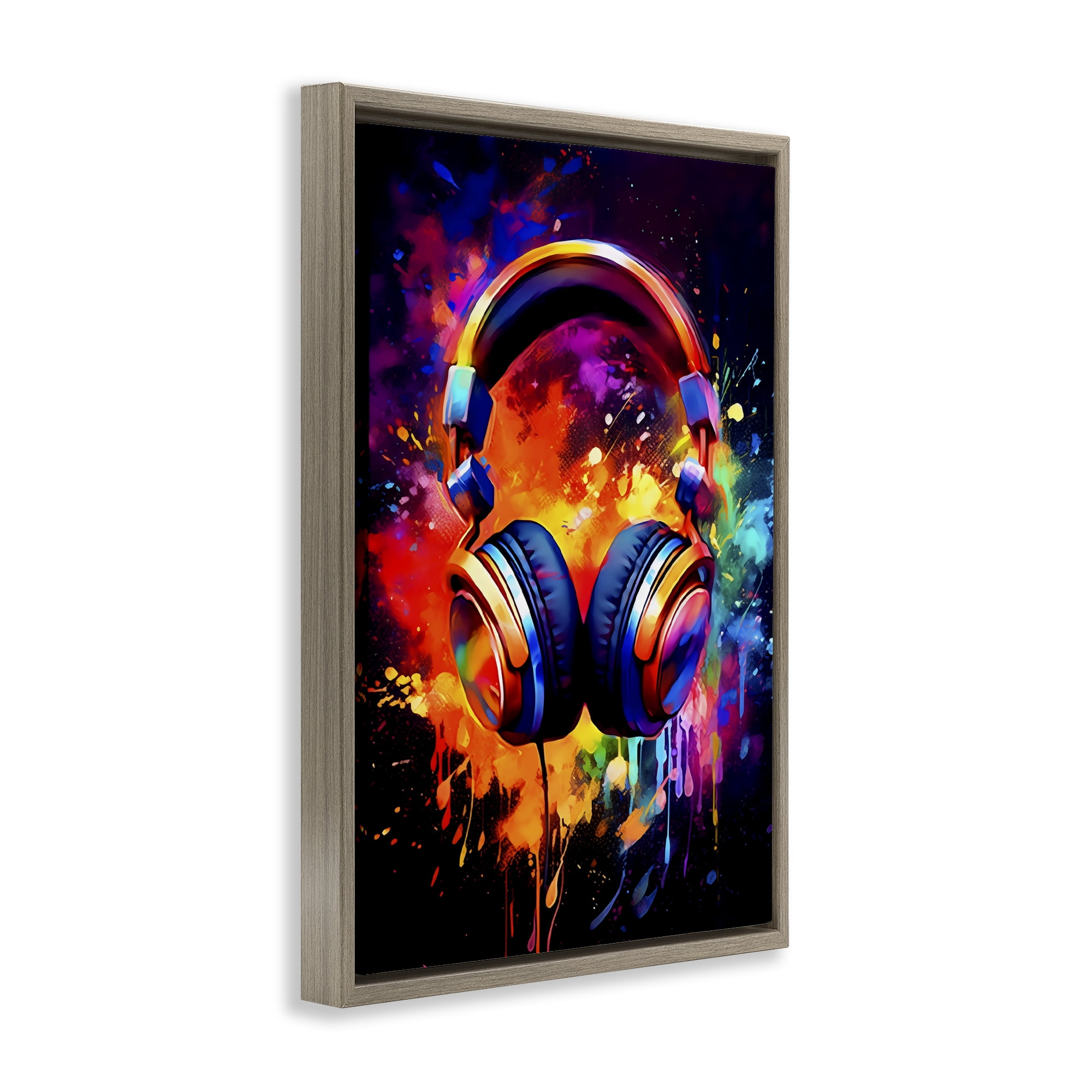 Stupell Industries Musical Color Pop Splash Brown Framed Floater Canvas Wall Art, design by Creative Studio