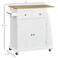 thumbnail image 2 of White Rolling Kitchen Island Cart with Spice Rack & Storage - 35" x 17.7" - Modern Kitchen & Dining Organization, 2 of 7