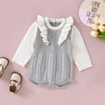 thumbnail image 4 of Generic Baby Girls Knitted Pullovers Girls Long Sleeve Splice Knitted Ruffles Sweater Baby Bodysuit Romper 1 Piece Outfits Fall Winter Clothes(Grey,9-12 Months), 4 of 9