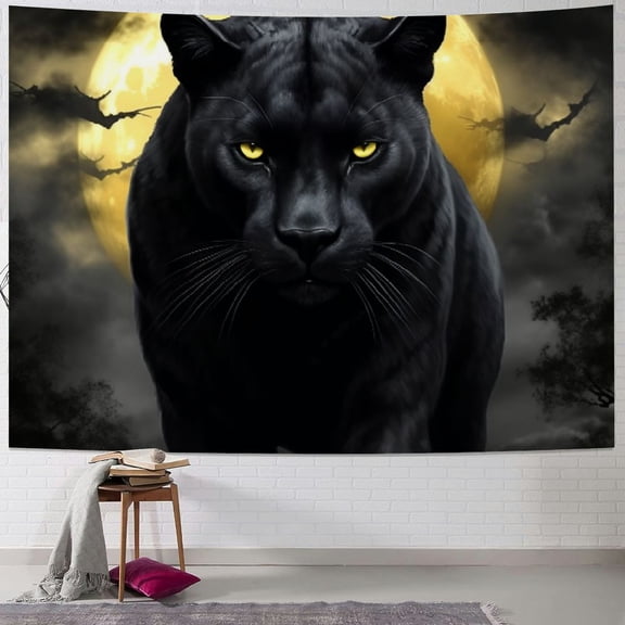 BCIIG Black Panther Moon Gothic Tapestry Wall Hanging Unique Style for Home Decor - Graphic Tapestries for Living Room Bedroom Apartment Farmhouse Dorm 40x30inch