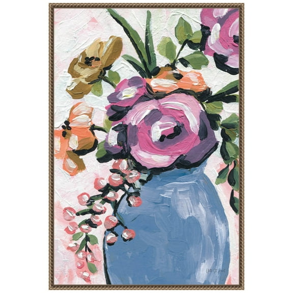 Amanti Art Painterly Florals in Vase II Framed Canvas Wall Art Print