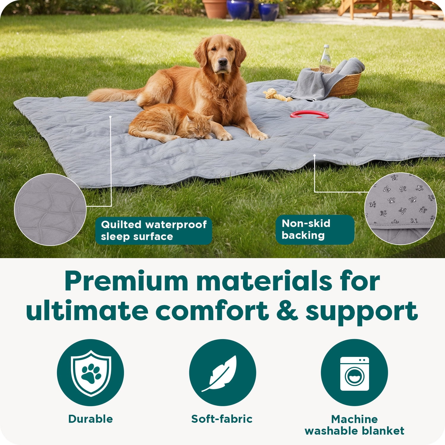 FurHaven Pet Products Quilted Twill Waterproof Bed/Furniture Protector - Gray, Jumbo/King