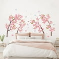 thumbnail image 4 of Calcomanías de pared de flores de cerezo en acuarela con mariposas - Decoración de vinilo con flores en color rosa pastel para dormitorio, baño, sala de estar, guardería, 4 of 9