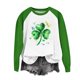 thumbnail image 2 of Ounisa St. Patrick's Day Sweatshirt for Women Clover Graphic T-Shirts Patty's Day Color Raglan Sleeve Tee Tops, 2 of 5