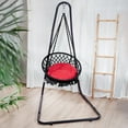 thumbnail image 4 of Bahia Macrame Hammock Chair with Cushion Hanging Chair for Bedroom Rope Boho Swing Chair Indoor Macrame Swinging Chair Outdoor Hand Woven Rope Hammock Accent Chair - Black Hammock Chair, Red Cushion, 4 of 7