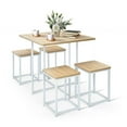 thumbnail image 2 of Kepooman Dining Table Set, Dining Room Table Set,5 Pieces Metal Frame Dining Set with Compact Dining Table and 4 Stools-Natural, 2 of 8