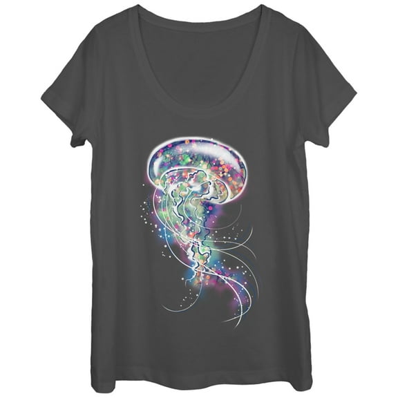 Women's Lost Gods Jellyfish Colors Scoop Neck Charcoal X Large